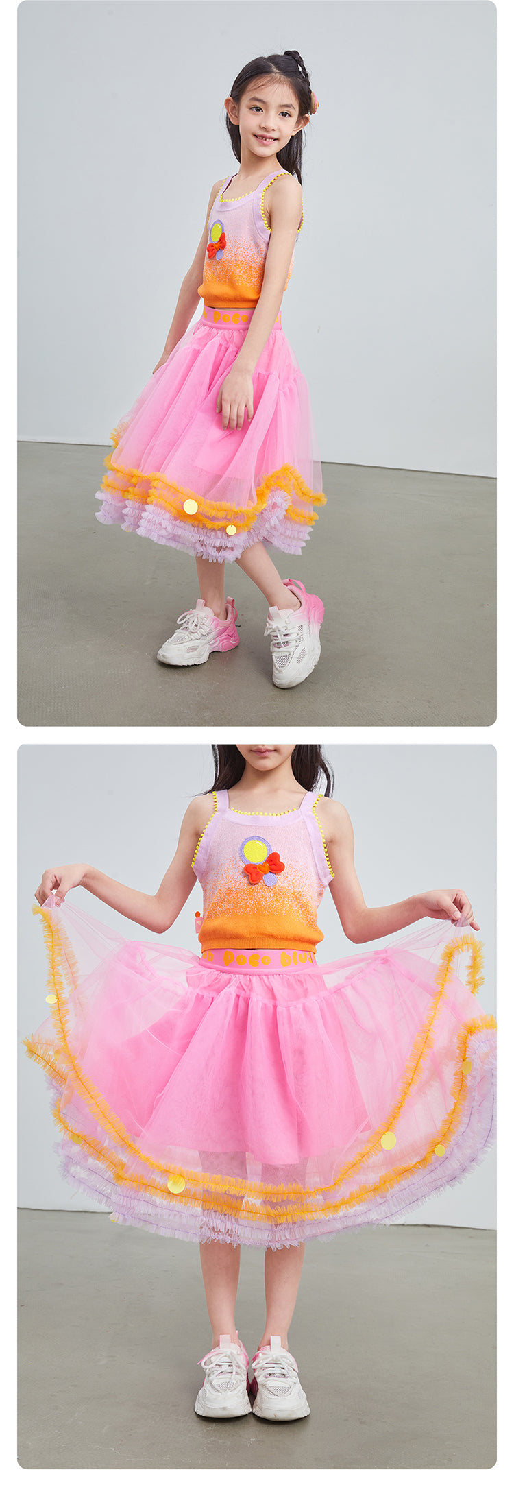 pocoblush Original Design Dreamy Tulle Half Skirt, 2024 Spring/Summer Collection for Girls, Princess Mesh Skirt