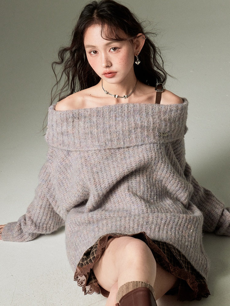 One-Shoulder Strap Loose Sweater