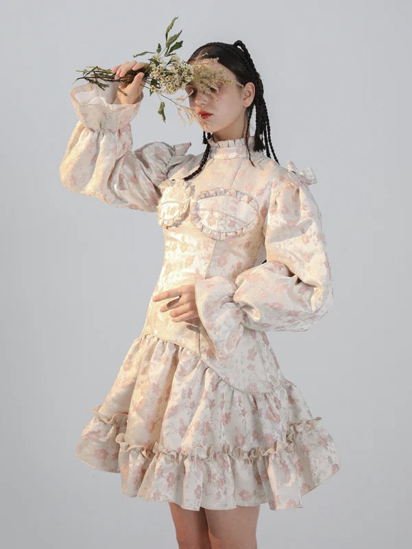 Pail Flower Retro Princess Frill One-Piece