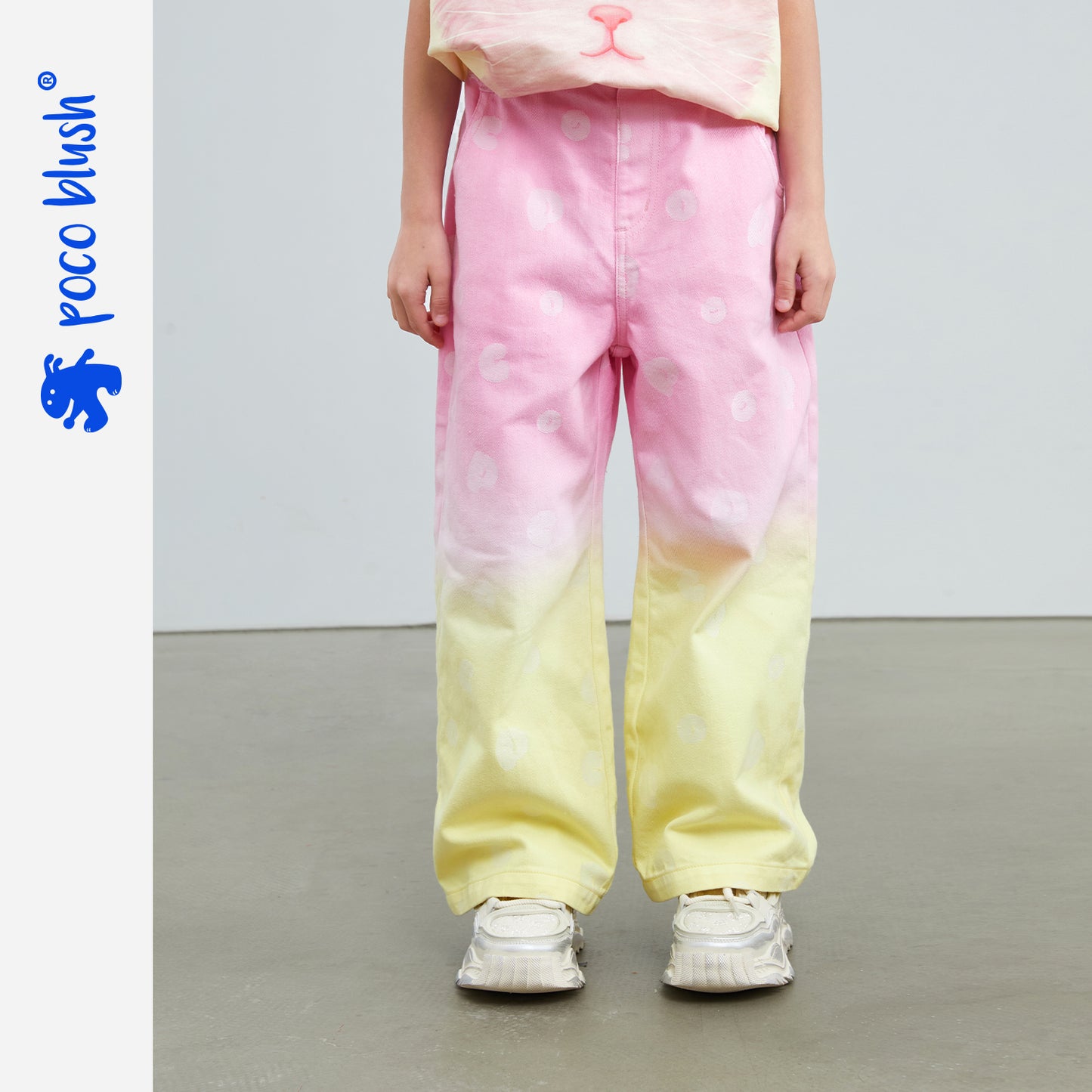 pocoblush original design gradient embossed denim pants 2024 spring and summer new girls' washed long pants