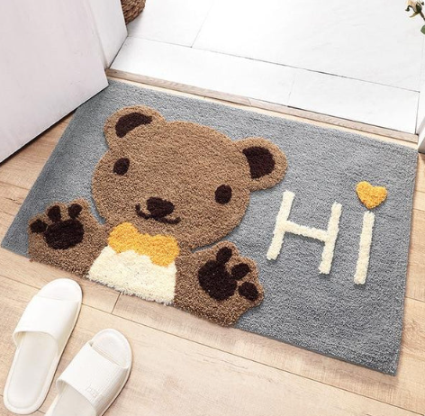 Cozy Bear Hug:  Kawaii Brown Paw Bear Bathroom Mat Collection