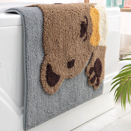 Cozy Bear Hug:  Kawaii Brown Paw Bear Bathroom Mat Collection