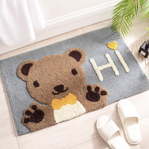 Cozy Bear Hug:  Kawaii Brown Paw Bear Bathroom Mat Collection