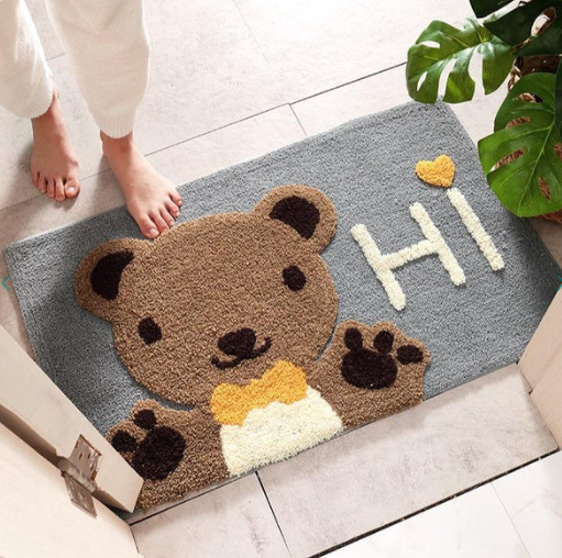 Cozy Bear Hug:  Kawaii Brown Paw Bear Bathroom Mat Collection