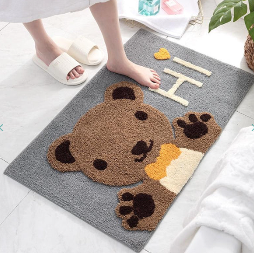 Cozy Bear Hug:  Kawaii Brown Paw Bear Bathroom Mat Collection