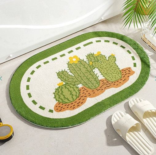 Enchanting Petal Paradise: Kawaii Floral Oval Bathroom Mat