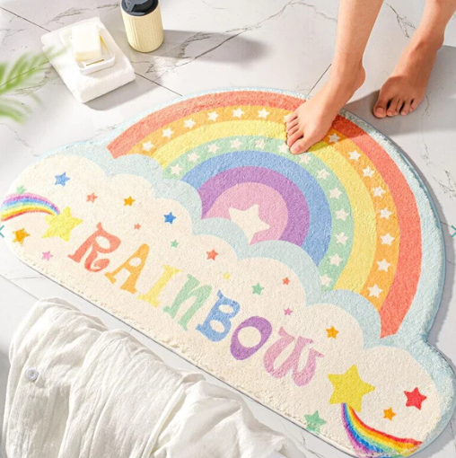 Celestial Comfort   Starry Cloud & Rainbow Non-Slip Bath Mat