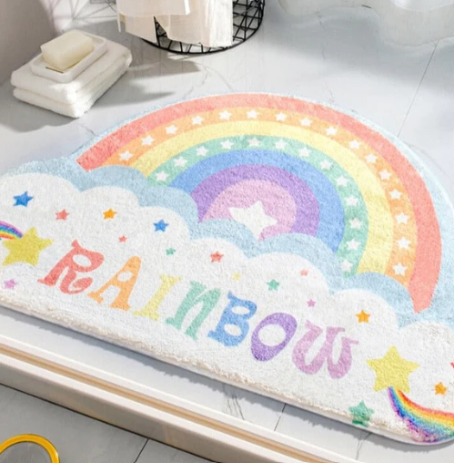 Celestial Comfort   Starry Cloud & Rainbow Non-Slip Bath Mat