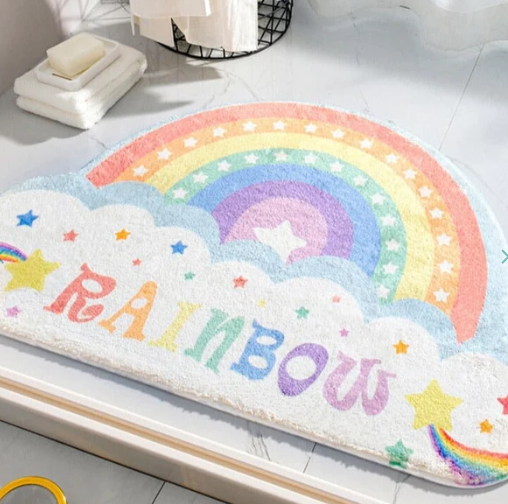 Celestial Comfort   Starry Cloud & Rainbow Non-Slip Bath Mat