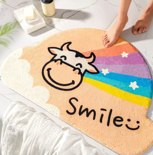 Moo-tastic Vibes  Creamy Cow Rainbow Non-Slip Bath Mat Collection