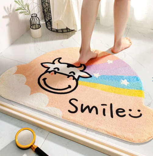 Moo-tastic Vibes  Creamy Cow Rainbow Non-Slip Bath Mat Collection