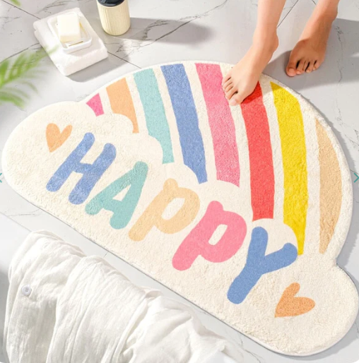 Joyful Spectrum   Happy Rainbow Cloud Non-Slip Bath Mat Collection