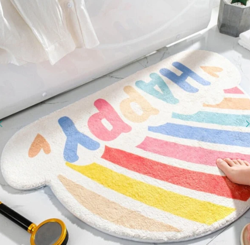 Joyful Spectrum   Happy Rainbow Cloud Non-Slip Bath Mat Collection