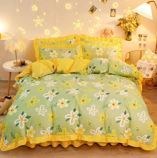 Yellow Floral Bedding Set Collection with Bed Sheet