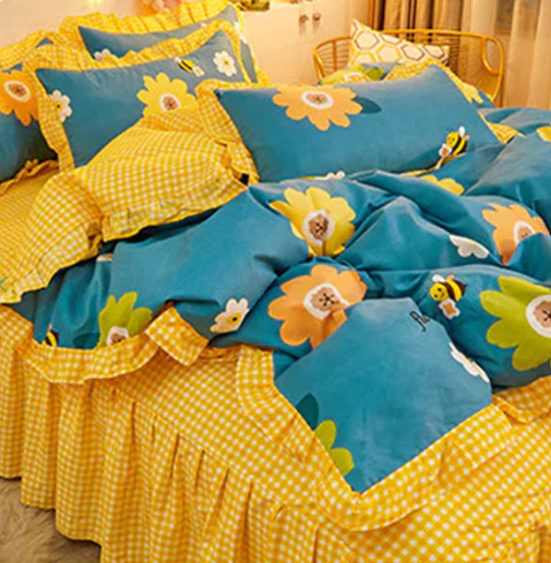 Yellow Floral Bedding Set Collection with Bed Sheet