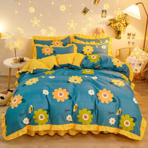 Yellow Floral Bedding Set Collection with Bed Sheet