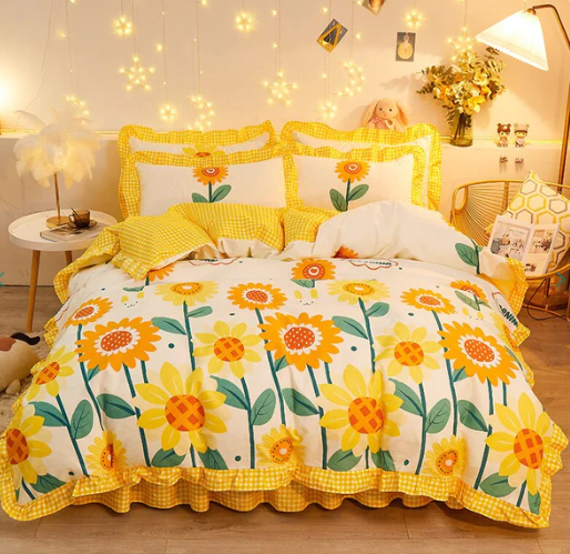 Yellow Floral Bedding Set Collection with Bed Sheet