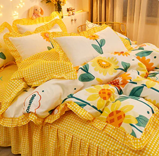 Yellow Floral Bedding Set Collection with Bed Sheet