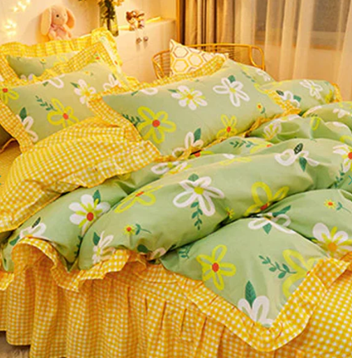 Yellow Floral Bedding Set Collection with Bed Sheet