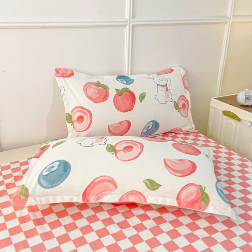 Kawaii Pastel Peach Bunny Bedding Set