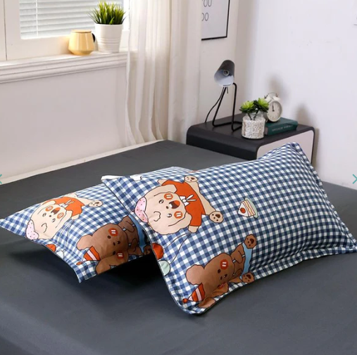 Checkered Blue and Bears on Grey Bedding Set