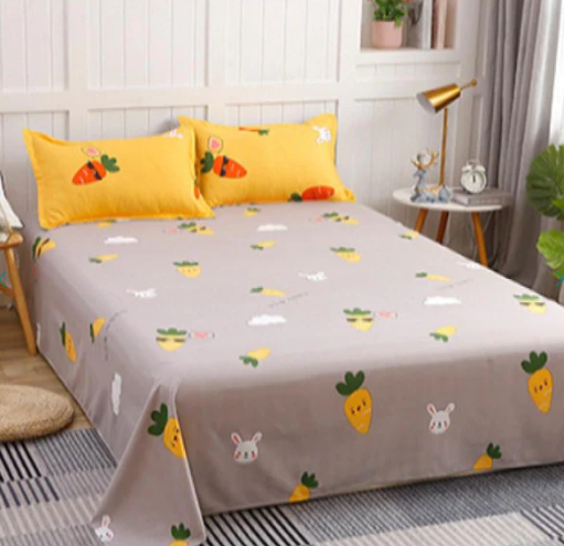 Korean Bunny and Carrot Print Supreme Polyester Bedding Set