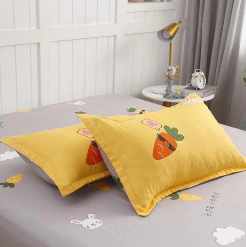 Korean Bunny and Carrot Print Supreme Polyester Bedding Set