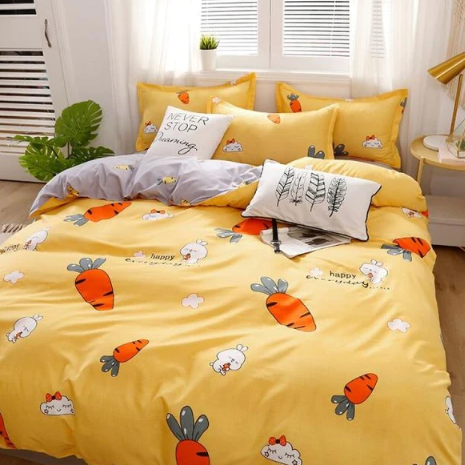 Happy Everyday Cute Bunny and Sweet Carrot Bedding Set