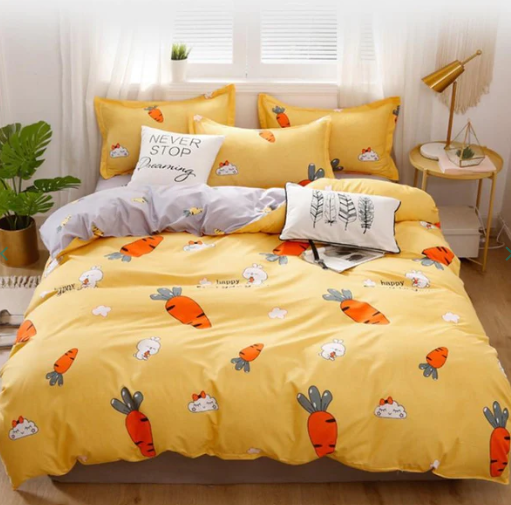 Happy Everyday Cute Bunny and Sweet Carrot Bedding Set