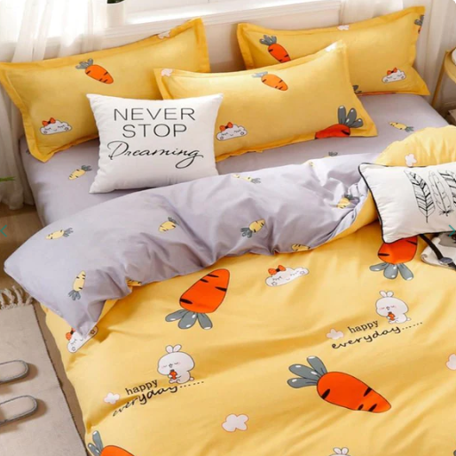 Happy Everyday Cute Bunny and Sweet Carrot Bedding Set