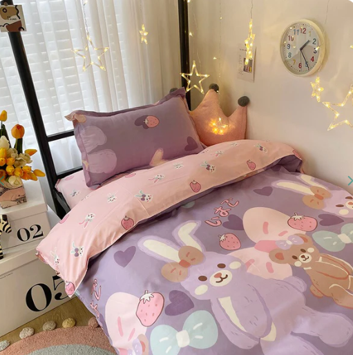 Bunny Loves Japanese Strawberries Bedding Set