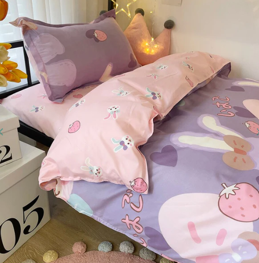 Bunny Loves Japanese Strawberries Bedding Set