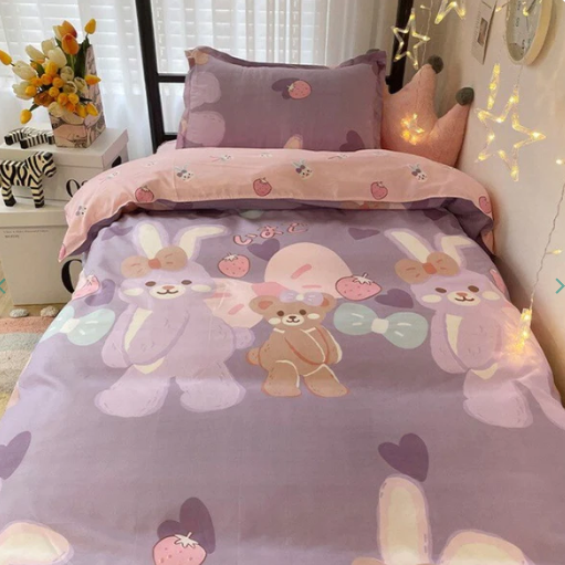 Bunny Loves Japanese Strawberries Bedding Set