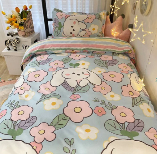 Bunny Loves Japanese Strawberries Bedding Set