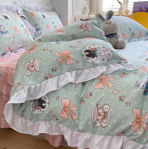 Bunnies in Summer Time Frill Edge Bedding Set