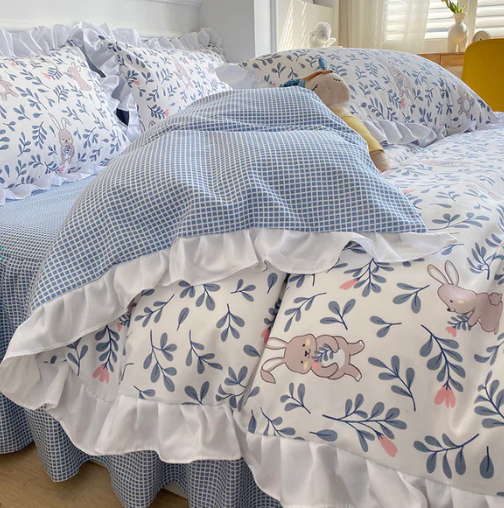 Bunnies in Summer Time Frill Edge Bedding Set