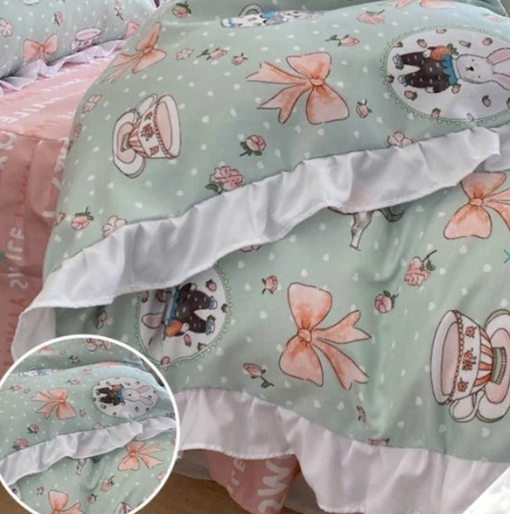 Bunnies in Summer Time Frill Edge Bedding Set