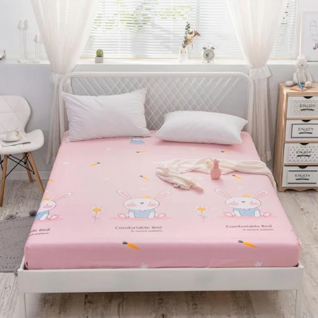 Pink Princess Bunny Fitted Bedsheet