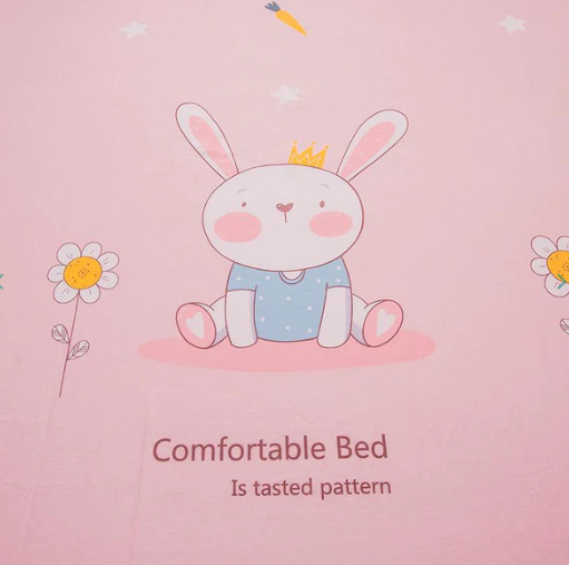 Pink Princess Bunny Fitted Bedsheet