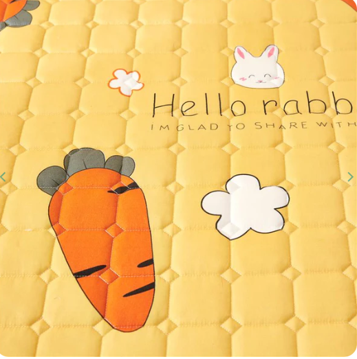 Yellow Carrot Bunnies Quilted Fitted Bedsheet