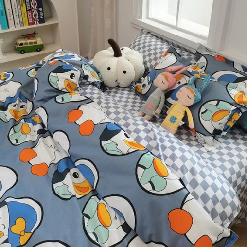 Cute Illustrated Dog Duck Bedding Set