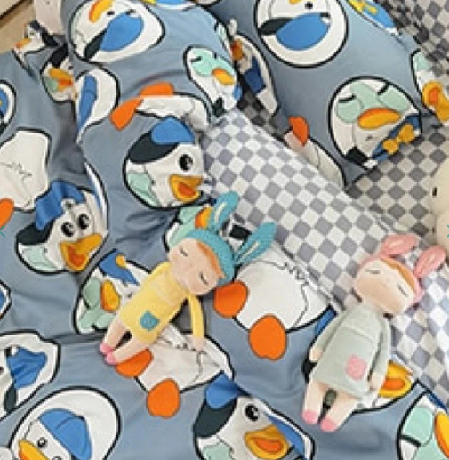 Cute Illustrated Dog Duck Bedding Set