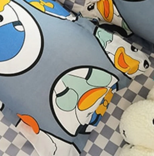 Cute Illustrated Dog Duck Bedding Set