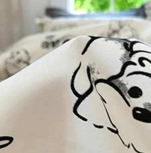 Cute Illustrated Dog Duck Bedding Set