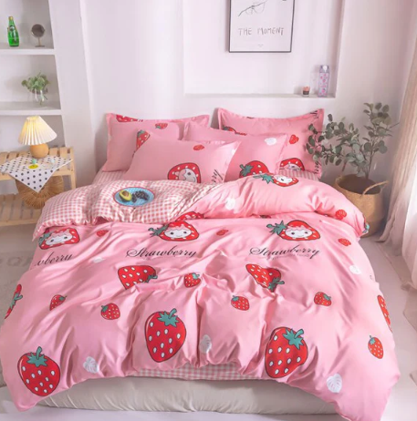 Strawberry Girl Pink Bedding Set