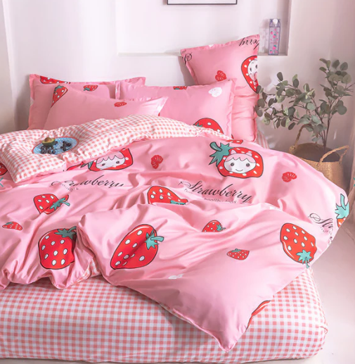 Strawberry Girl Pink Bedding Set