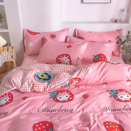 Strawberry Girl Pink Bedding Set