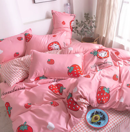 Strawberry Girl Pink Bedding Set