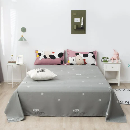 Cheerful "Hi" Cow Pink & Grey Bedding Set