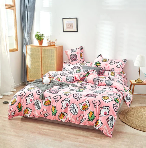 Cute Pink Pig Pattern Bedding Set